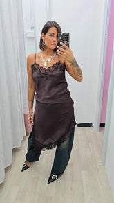 MAXI BLUSA LINGERIE MARRONE